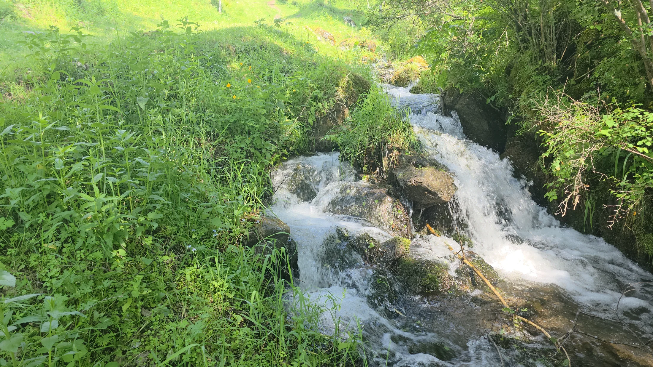 Небольшой водопад на территории Верх-Еландинского
